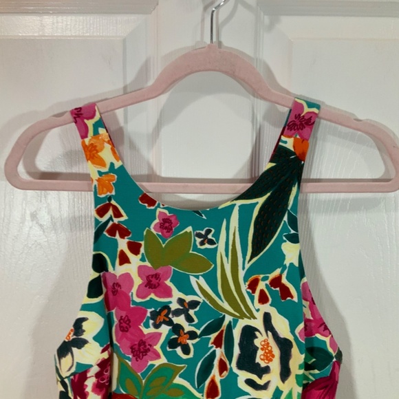 Zara Romper Tropical Print Cutout Jumpsuit Pink Teal Size Medium - Picture 5 of 12